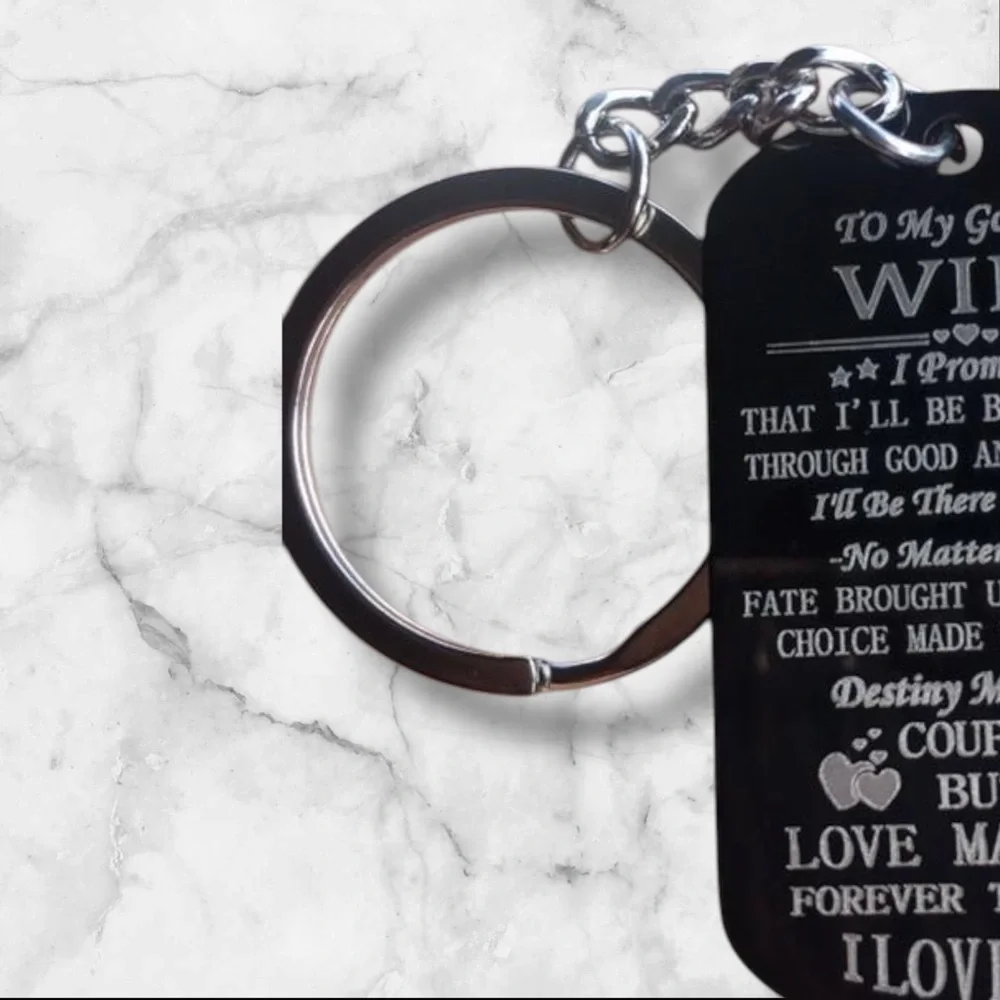 Personalized Engraved Stainless‎ Steel Keychain With Romantic Message For Wife